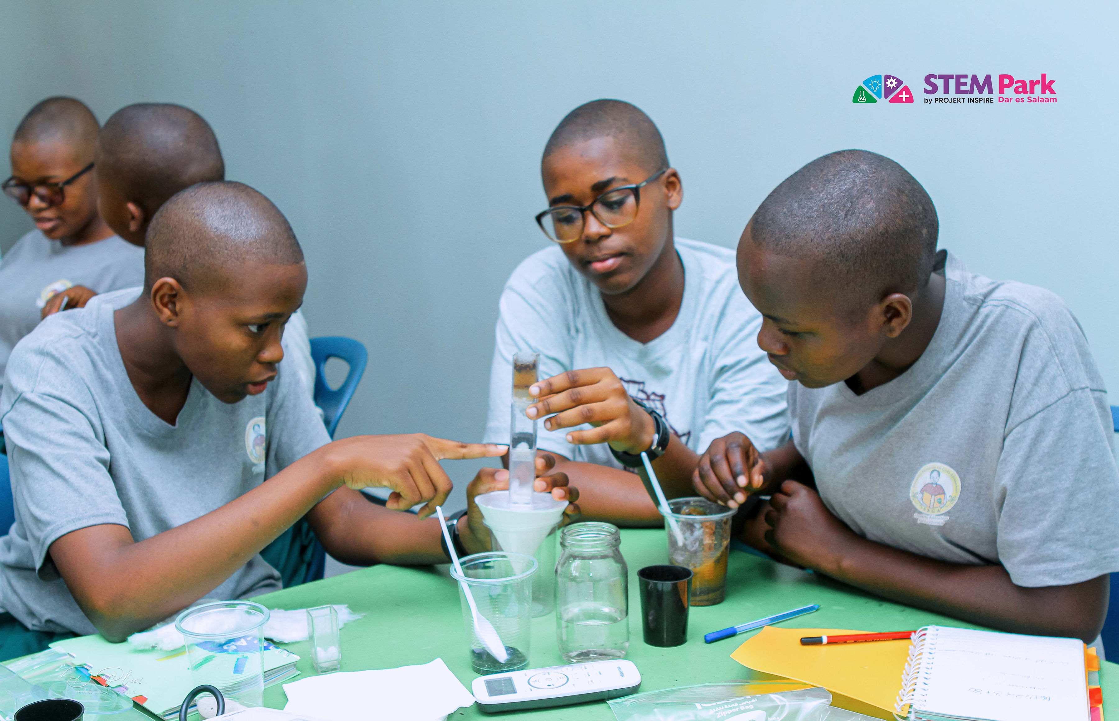 Students participating in a collaborative STEM Park learning session